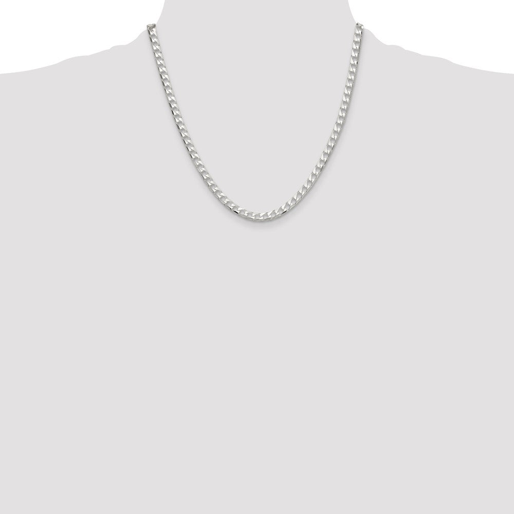Sterling Silver Polished and D/C 5mm Flat Curb Link Chain
