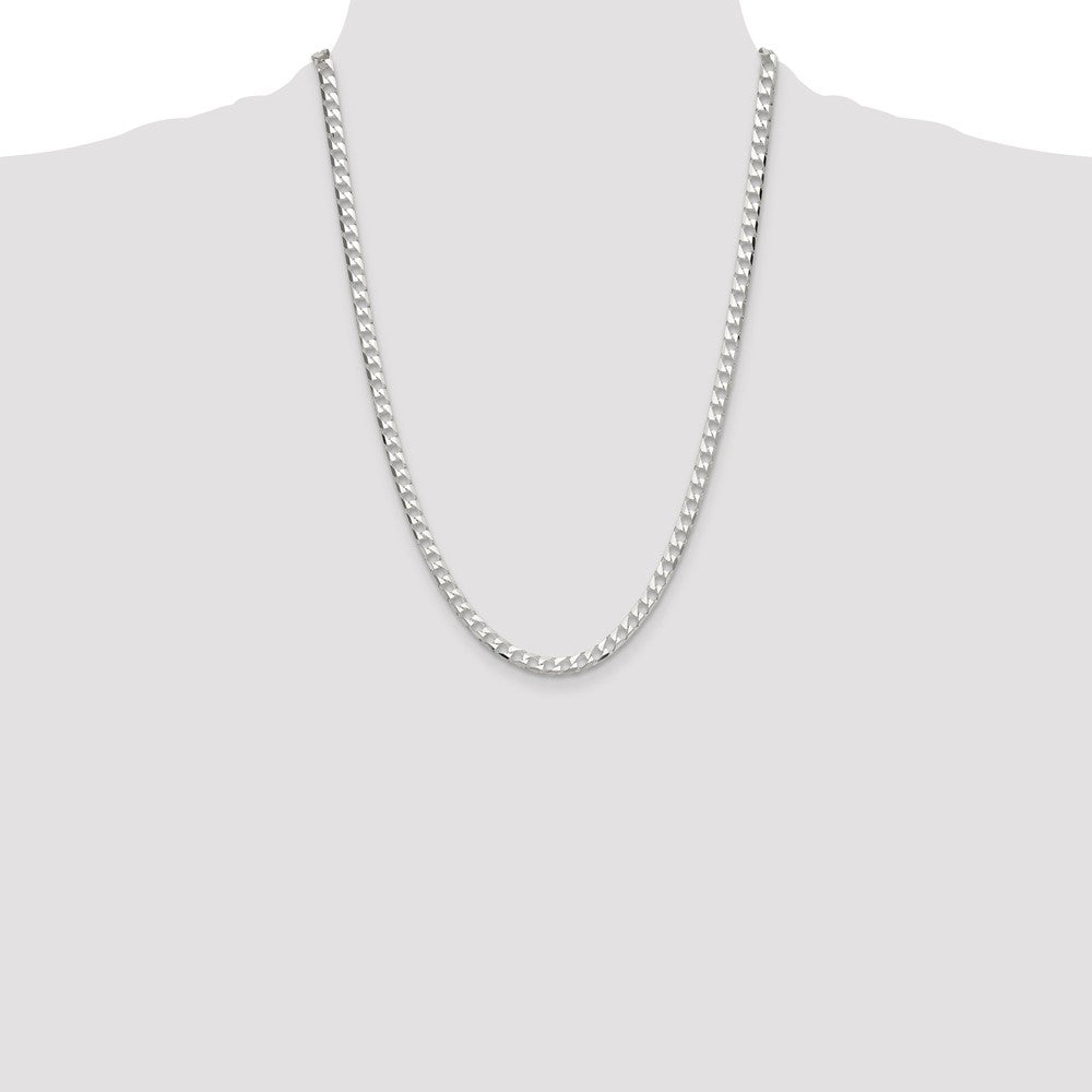 Sterling Silver Polished and D/C 5mm Flat Curb Link Chain