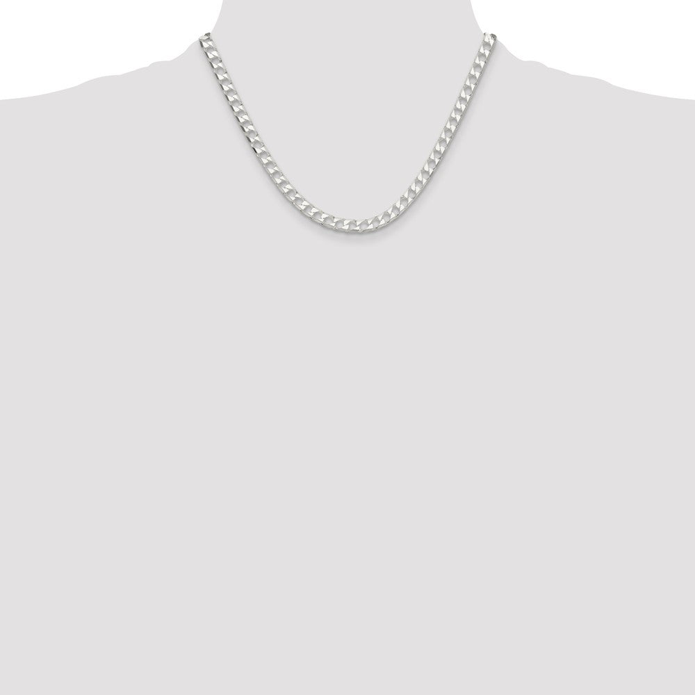 Sterling Silver Polished and D/C 5.75mm Flat Curb Link Chain