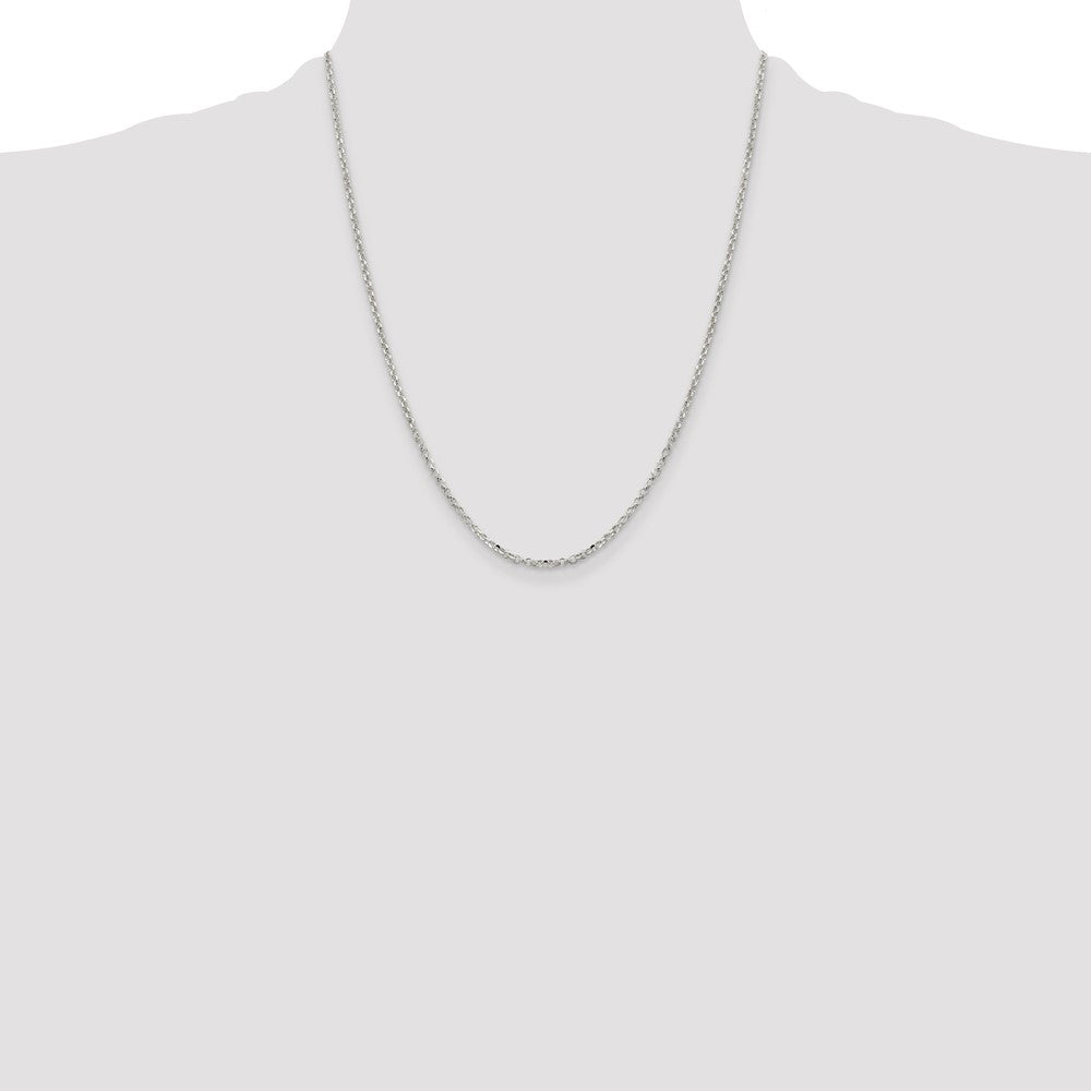 Sterling Silver 2mm Diamond-cut Cable Chain w/4in ext.