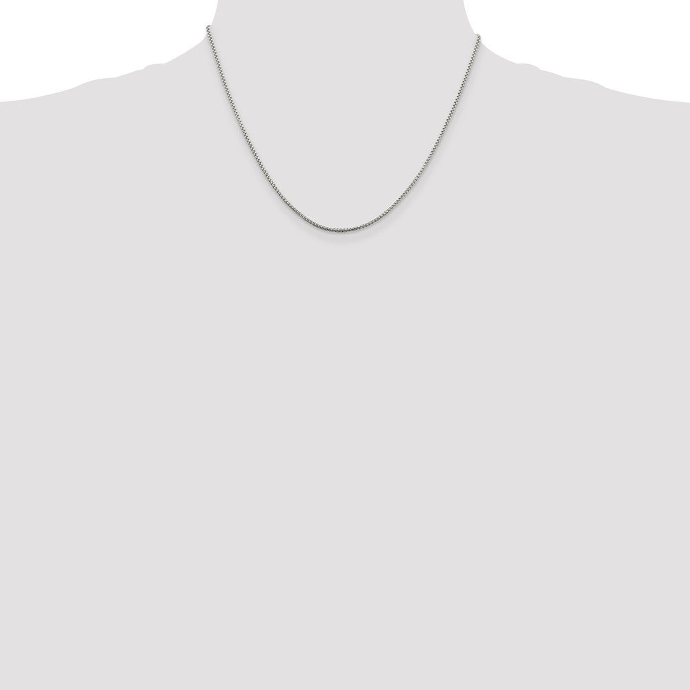 Sterling Silver 1.5mm Round Box Chain w/2in ext.
