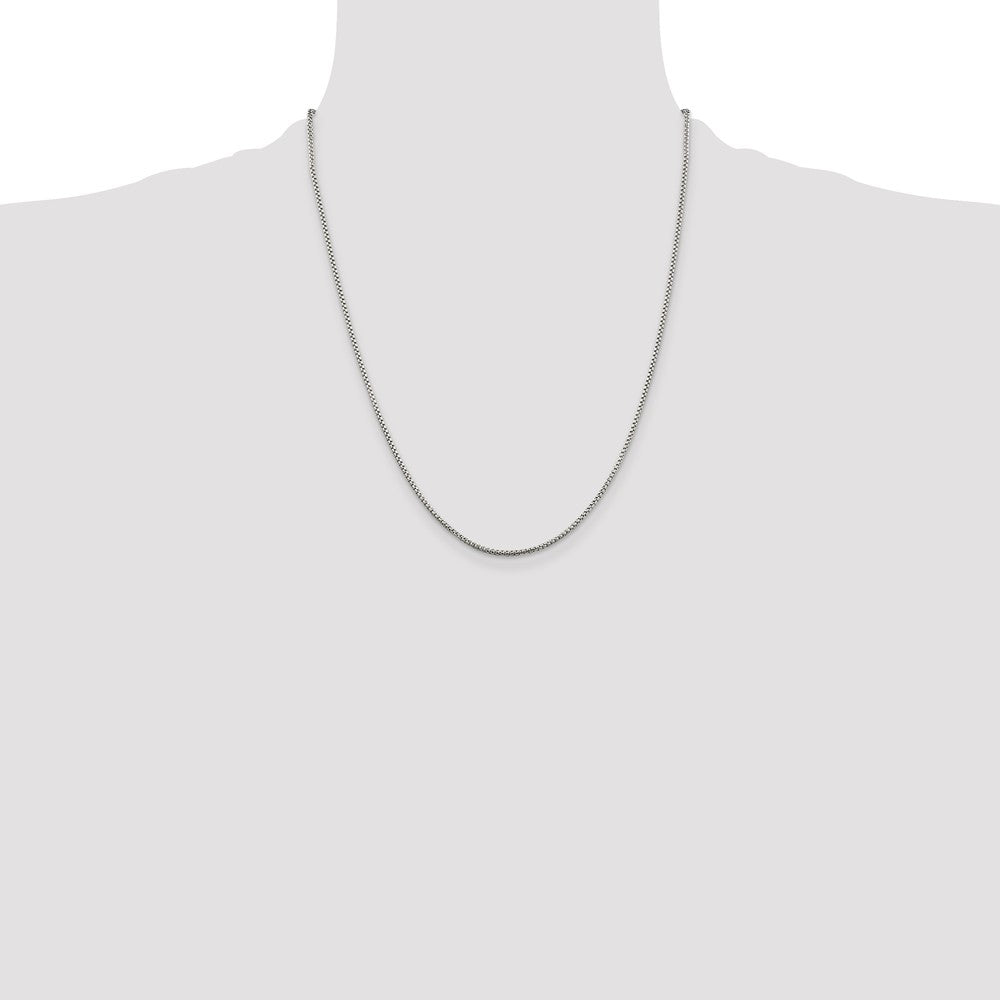 Sterling Silver 1.5mm Round Box Chain w/4in ext.