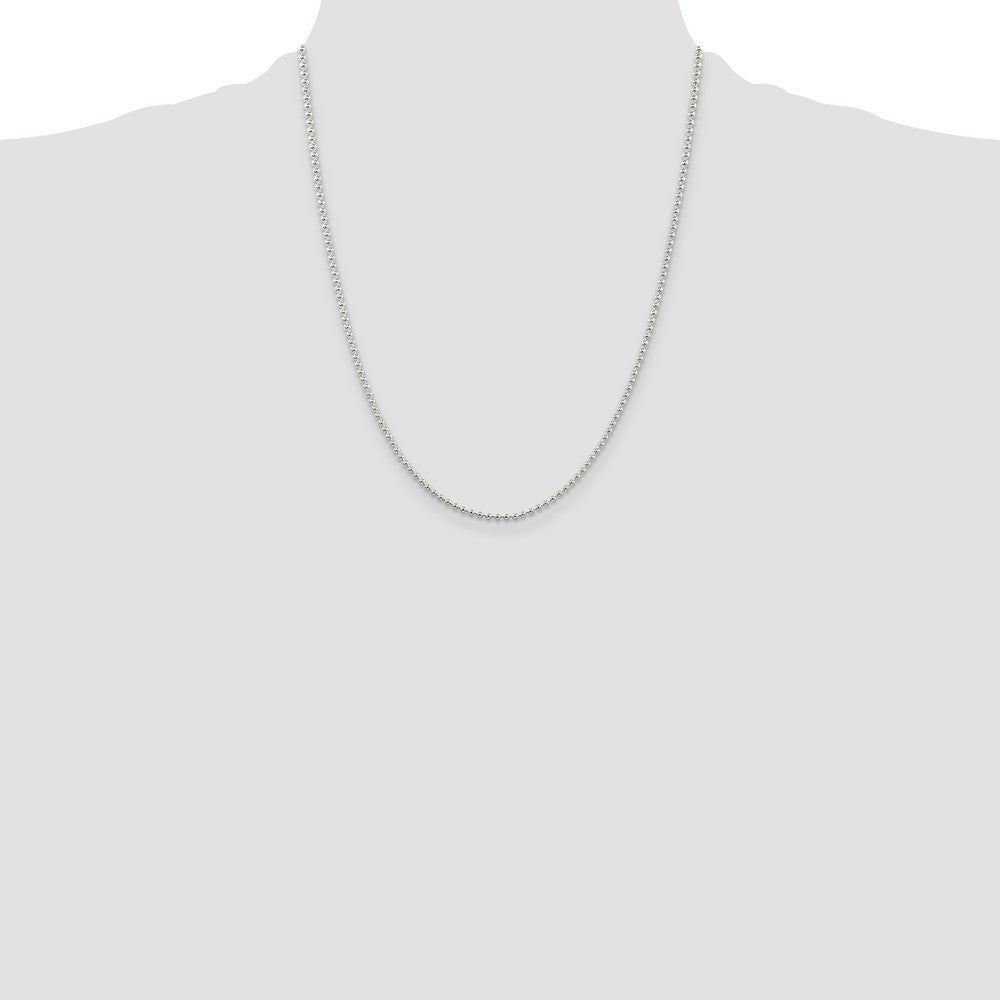 Sterling Silver 2mm Beaded Chain w/4in ext.