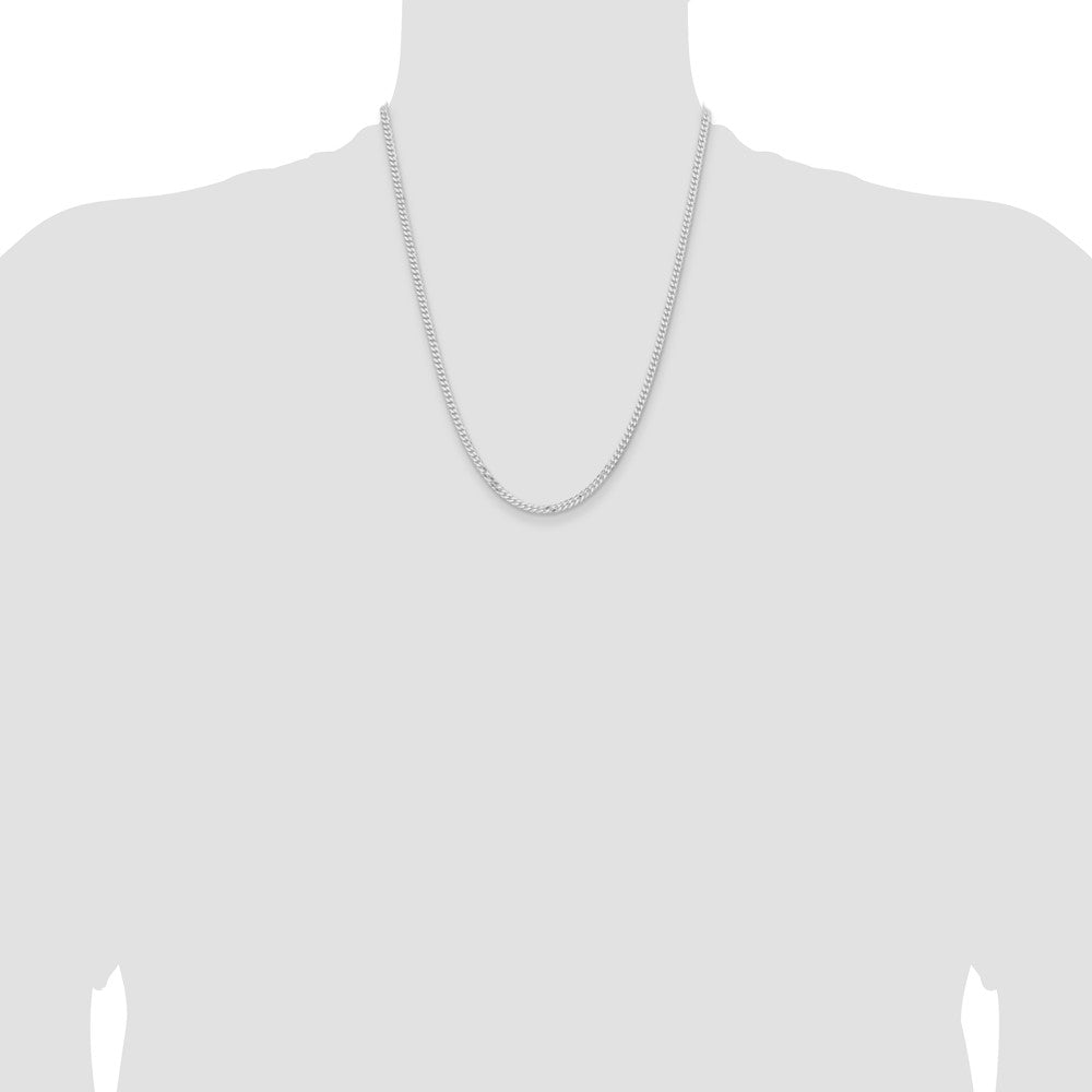 Sterling Silver Rhodium-plated 3.15mm Flat Curb Chain
