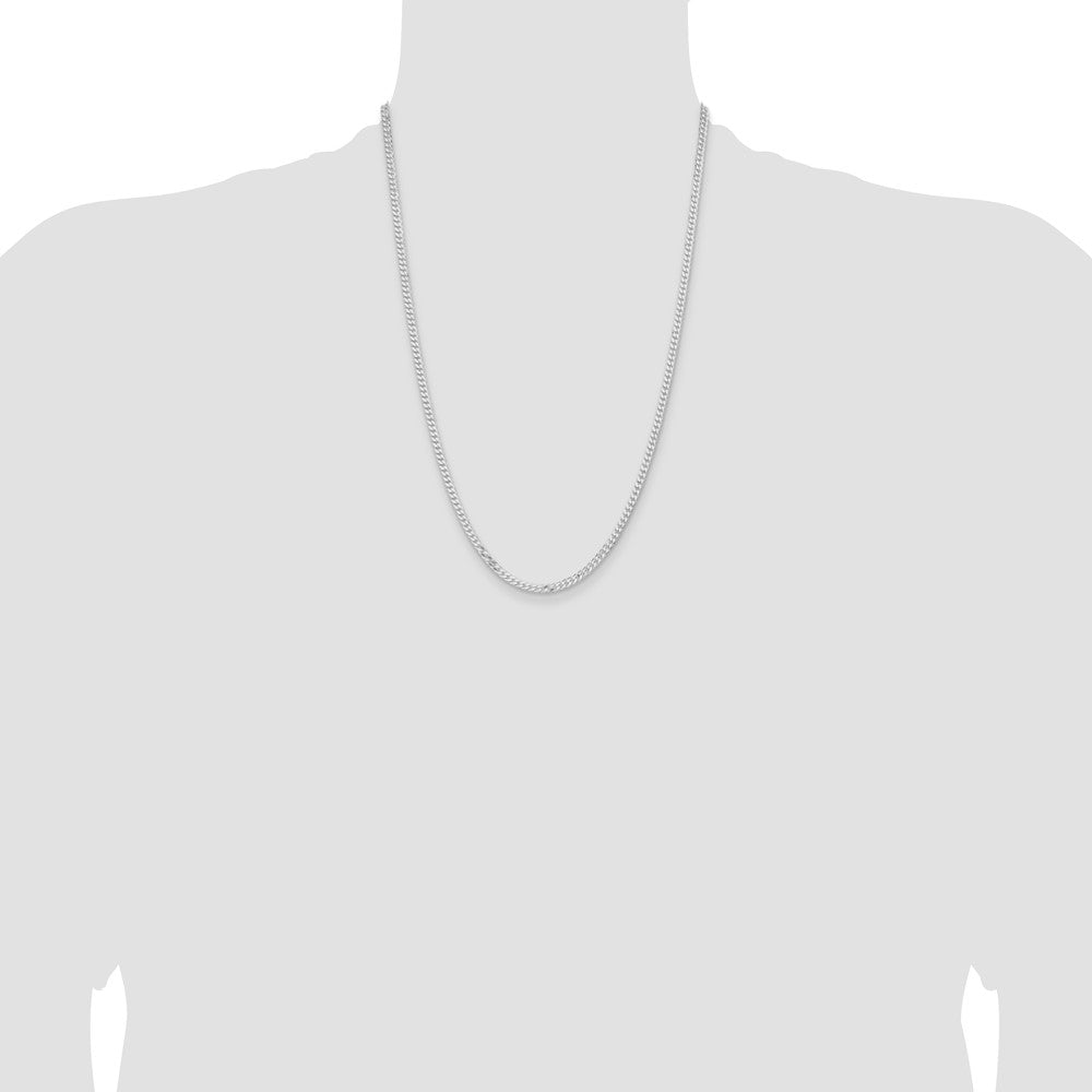 Sterling Silver Rhodium-plated 3.15mm Flat Curb Chain
