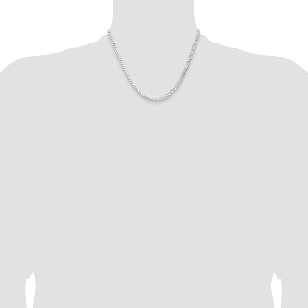 Sterling Silver Rhodium-plated 3.8mm Flat Curb Chain