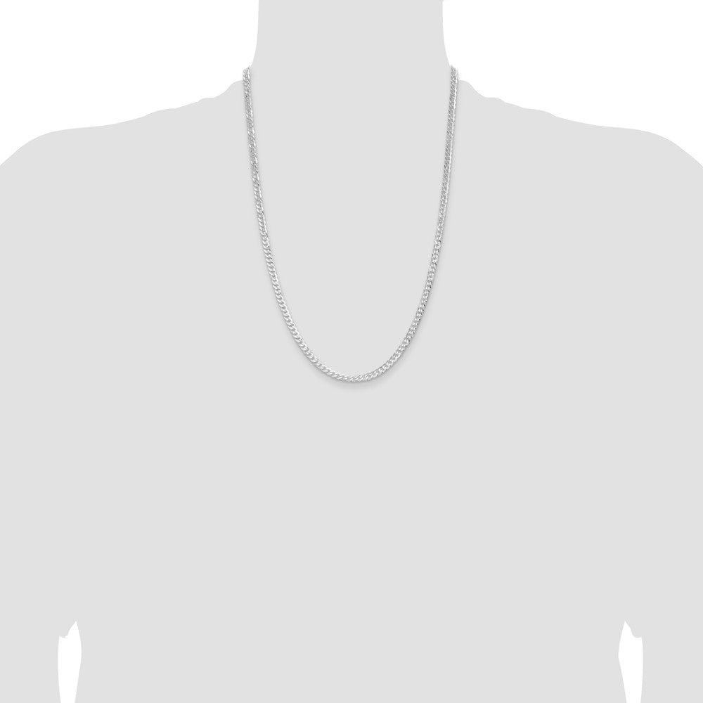 Sterling Silver Rhodium-plated 3.8mm Flat Curb Chain