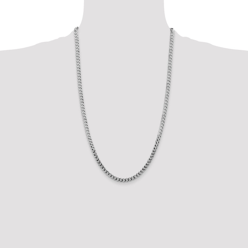 Sterling Silver Rhodium-plated 4.5mm Flat Curb Chain