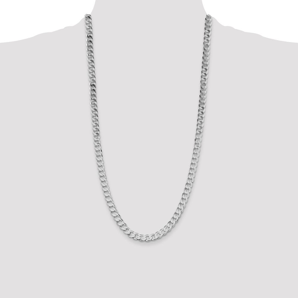 Sterling Silver Rhodium-plated 8mm Flat Curb Chain