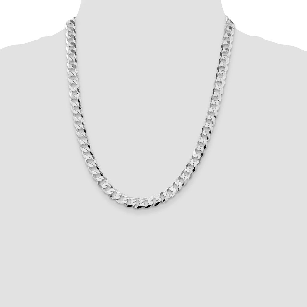 Sterling Silver Rhodium-plated 8.5mm Flat Curb Chain