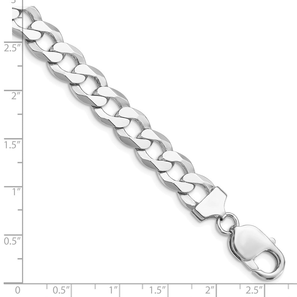 Sterling Silver Rhodium-plated 9.75mm Flat Curb Chain