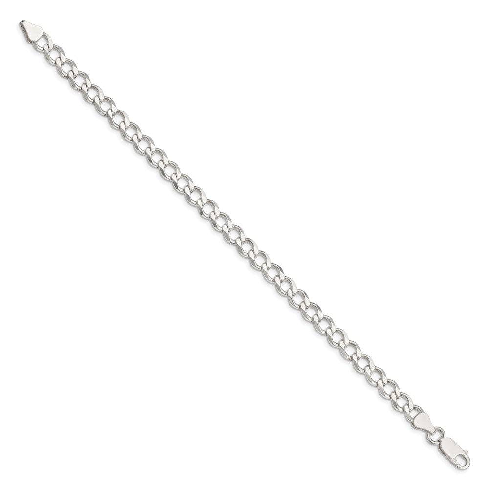 Sterling Silver 6.4mm Semi-solid Flat Curb Chain