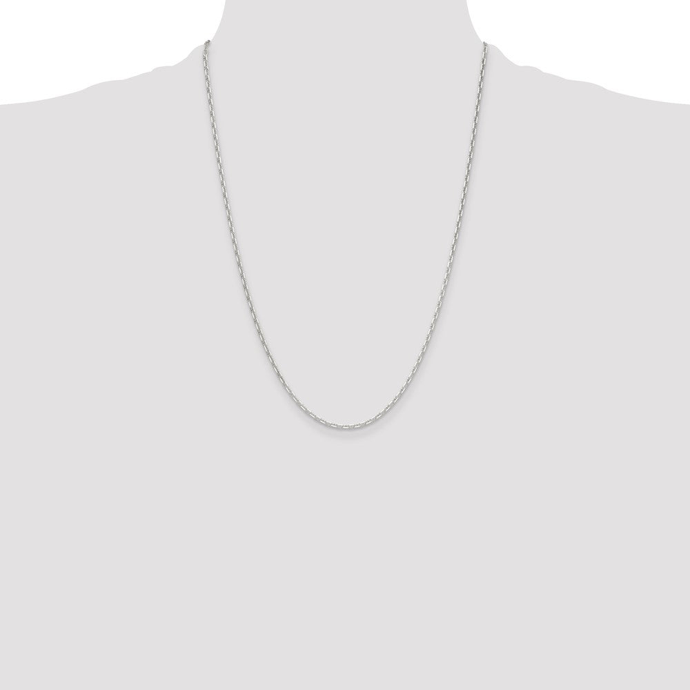 Sterling Silver Polished and D/C 2mm Marine Link Chain