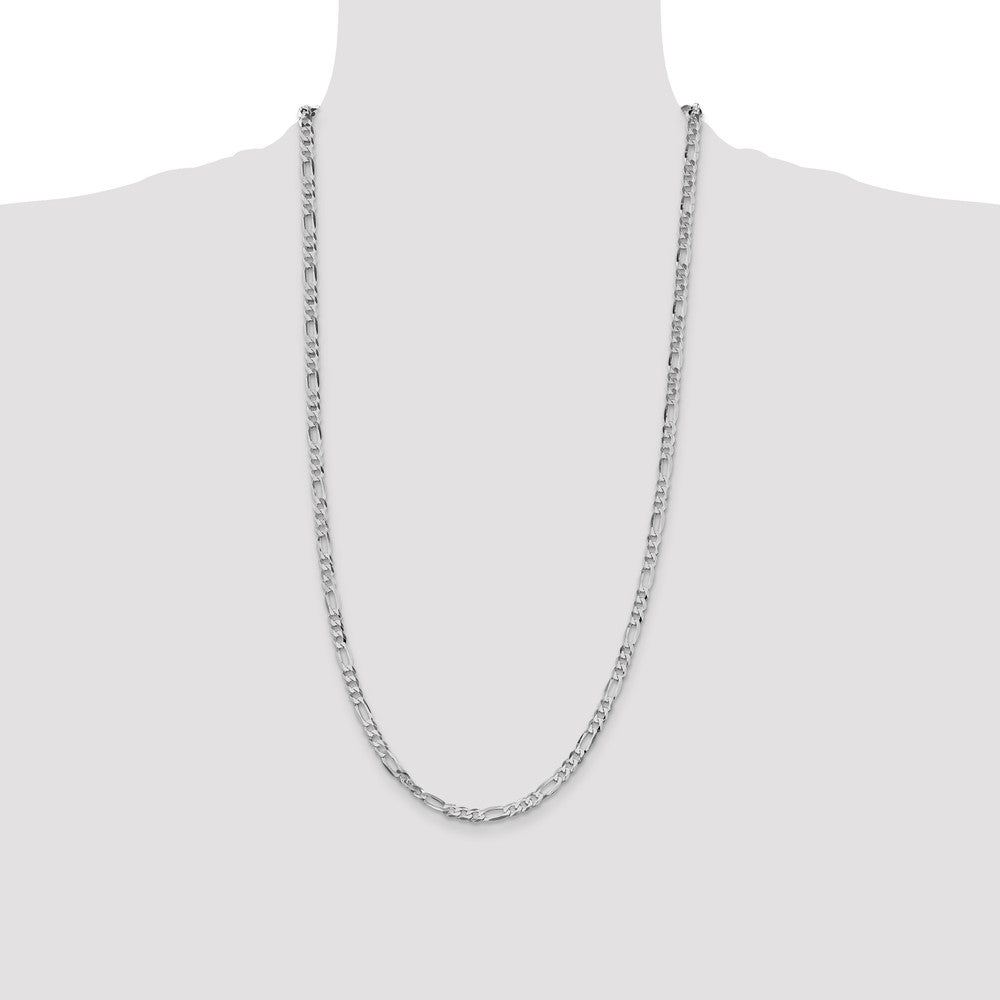 Sterling Silver Rhodium-plated 4.5mm Lightweight Flat Figaro Chain