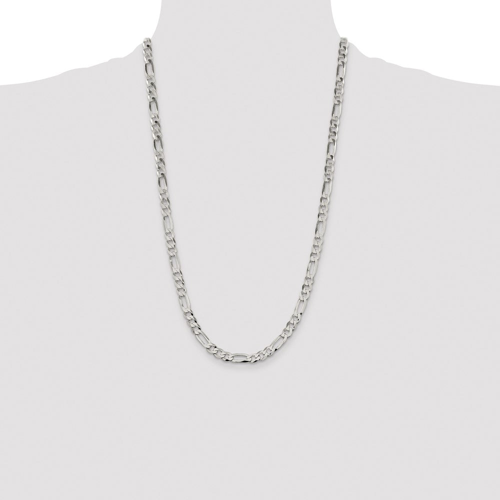 Sterling Silver 7.5mm Lightweight Flat Figaro Chain