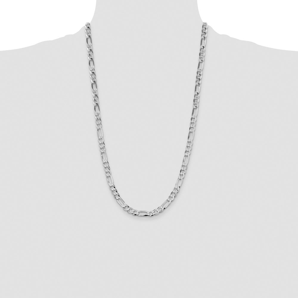 Sterling Silver Rhodium-plated 7.5mm Lightweight Flat Figaro Chain