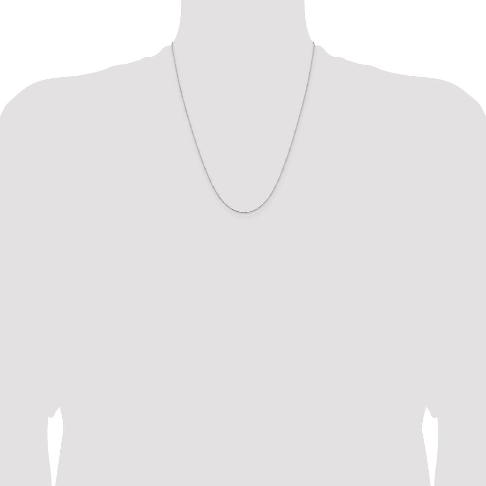 Sterling Silver Rhodium-plated .6mm Mirror Box Chain w/4in ext.