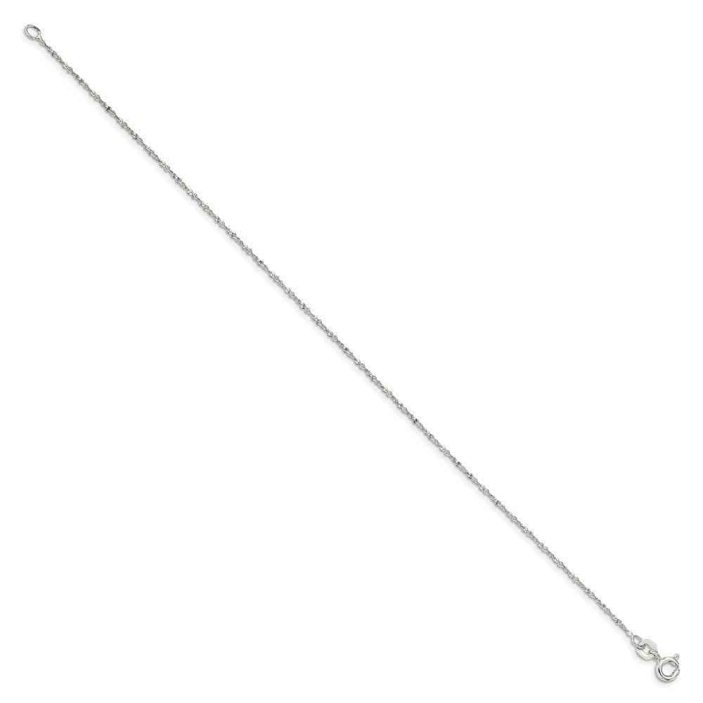 Sterling Silver 1mm Twisted Serpentine Chain Anklet