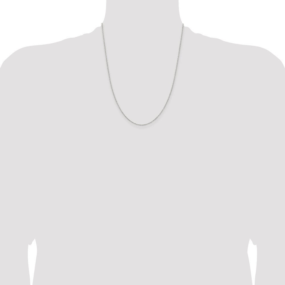 Sterling Silver 1mm Diamond-cut Long Link Cable Chain w/4in ext.