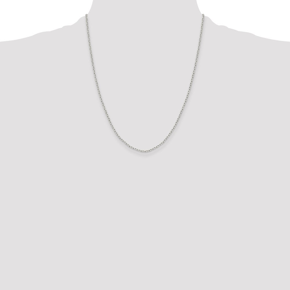 Sterling Silver 1.65mm Diamond-cut Long Link Cable Chain