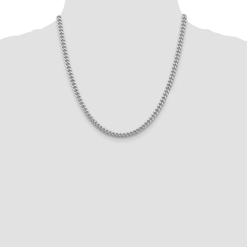 Sterling Silver Rhodium-plated 5mm Domed w/ Side D/C Curb Chain