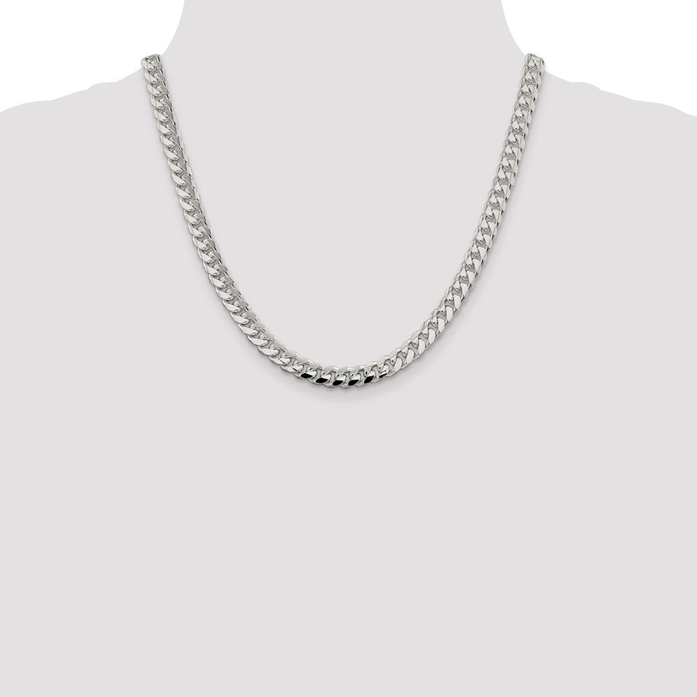 Sterling Silver 7.35mm Domed w/ Side D/C Curb Chain
