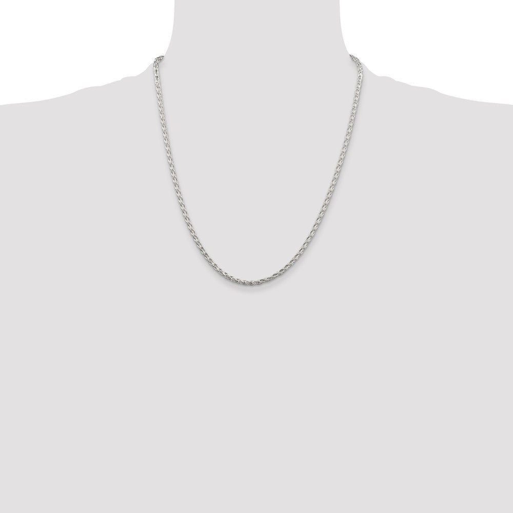 Sterling Silver 2.85mm Diamond-cut Round Spiga Chain