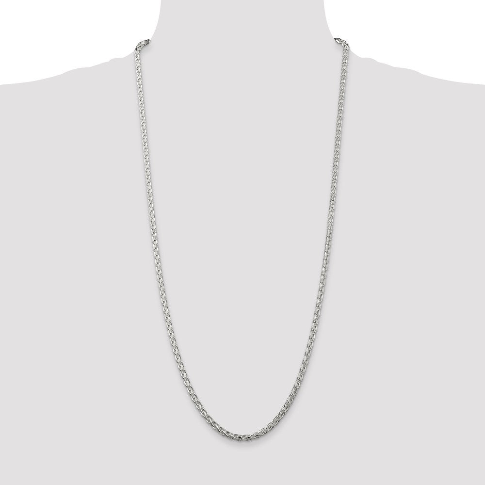 Sterling Silver 3.5mm Diamond-cut Round Spiga Chain