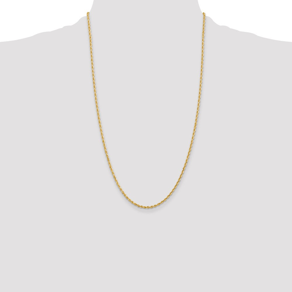 14K 26 Inch 2.25mm Diamond-cut Quadruple Rope Lobster Clasp Chain