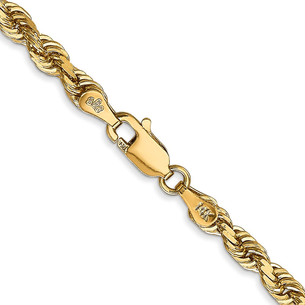 14K 26 Inch 4mm Diamond-cut Quadruple Rope Lobster Clasp Chain
