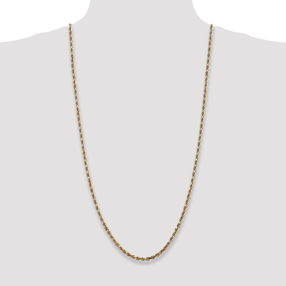 14K 30 Inch 4mm Diamond-cut Quadruple Rope Lobster Clasp Chain