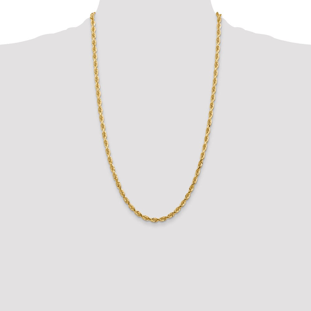 14K 26 Inch 4.5mm Diamond-cut Quadruple Rope Lobster Clasp Chain