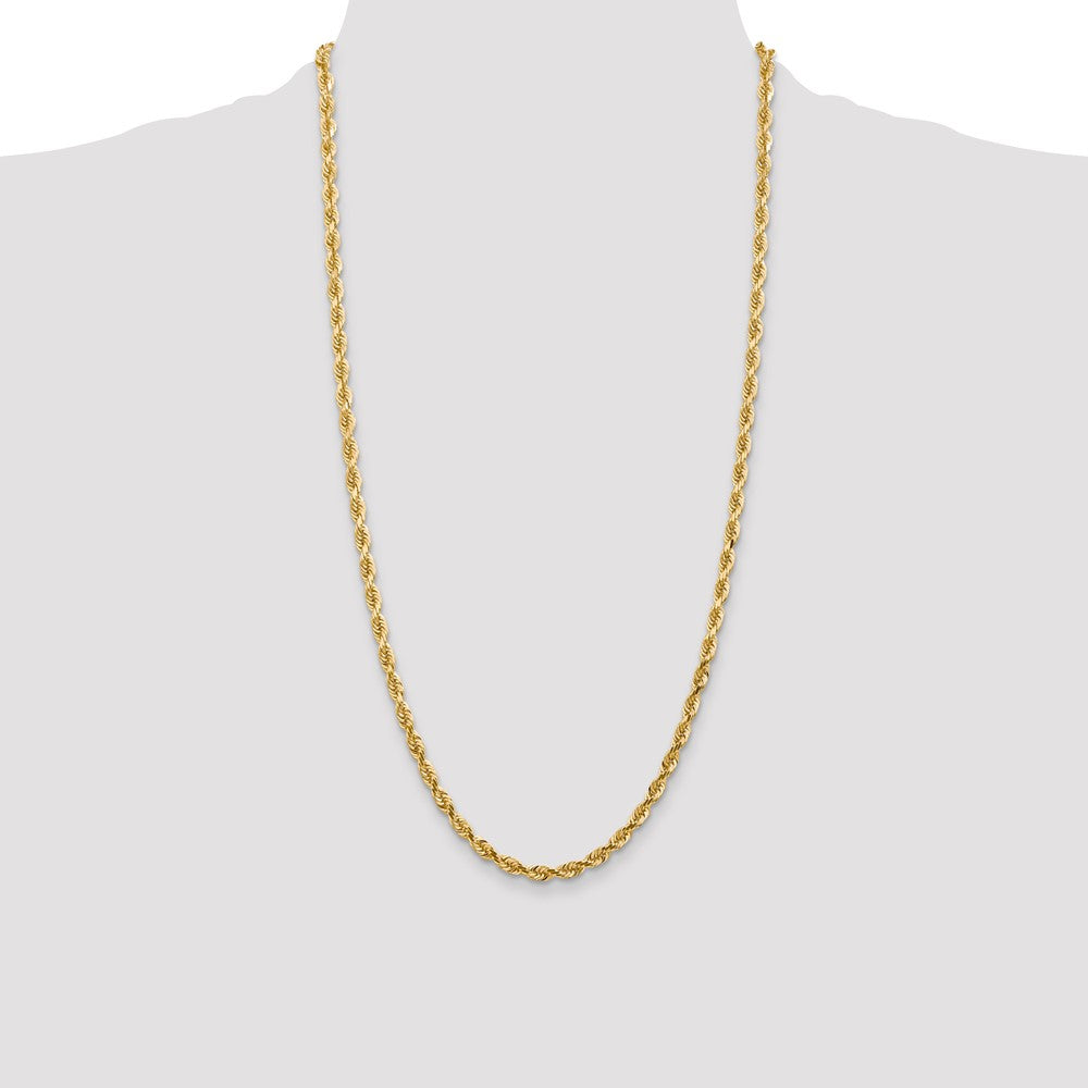 14K 28 Inch 4.5mm Diamond-cut Quadruple Rope Lobster Clasp Chain