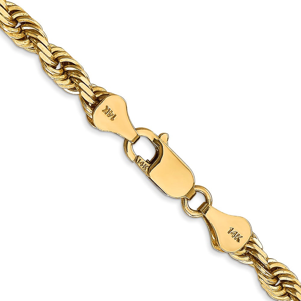 14K 28 Inch 5mm Diamond-cut Quadruple Rope Lobster Clasp Chain