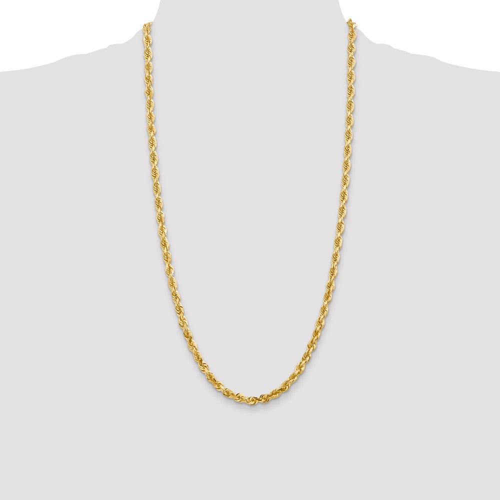 14K 28 Inch 5mm Diamond-cut Quadruple Rope Lobster Clasp Chain