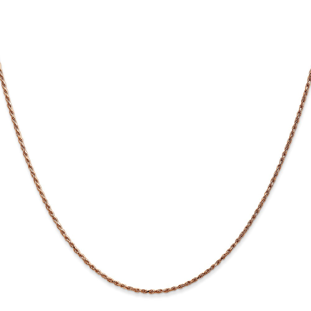 14K Rose Gold 20 inch 1mm Diamond-cut Man Made Rope with Lobster Clasp Chain