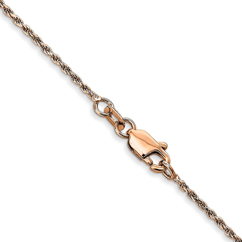 14K Rose Gold 20 inch 1mm Diamond-cut Man Made Rope with Lobster Clasp Chain