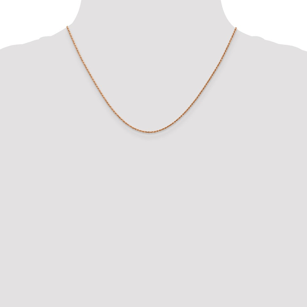 14K Rose Gold 18 inch 1mm Diamond-cut Man Made Rope with Lobster Clasp Chain