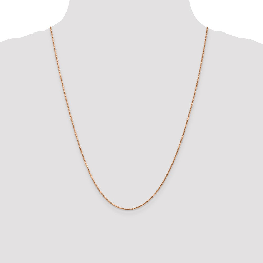 14K Rose Gold 24 inch 1mm Diamond-cut Man Made Rope with Lobster Clasp Chain