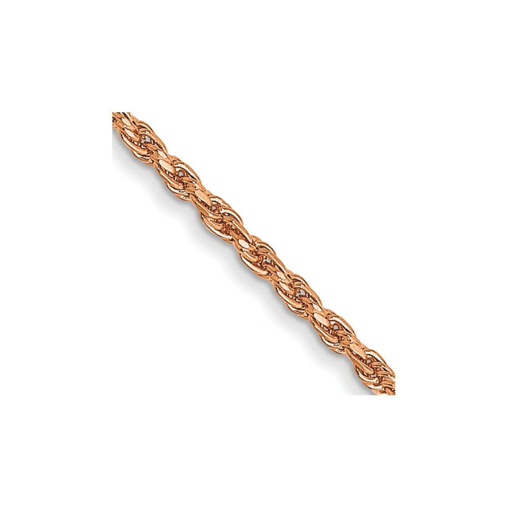 14K Rose Gold 20 inch 1mm Diamond-cut Man Made Rope with Lobster Clasp Chain