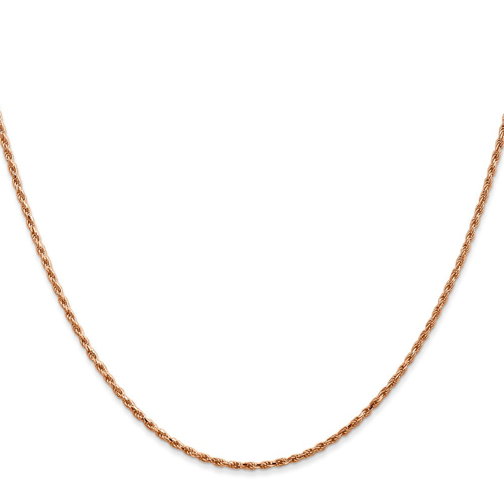 14K Rose Gold 30 inch 1.5mm Diamond-cut Man Made Rope with Lobster Clasp Chain