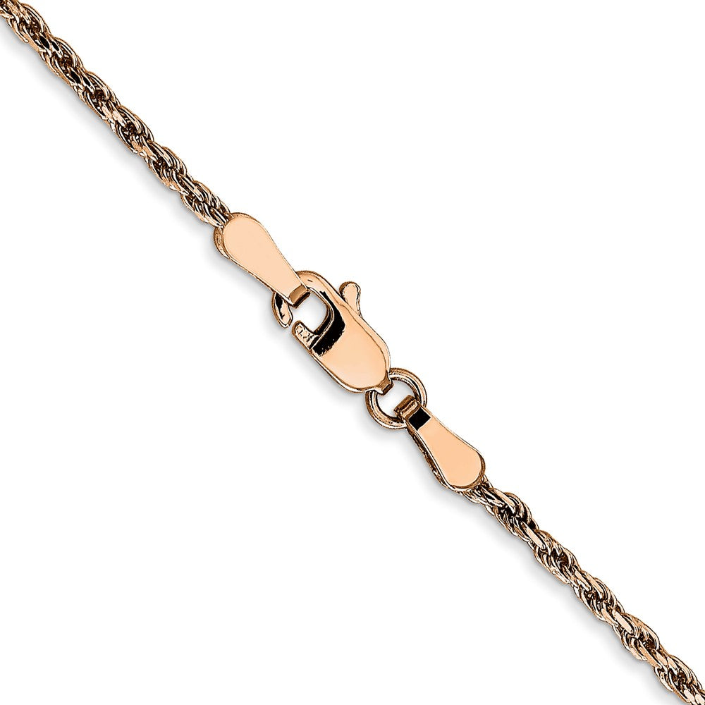 14K Rose Gold 24 inch 1.8mm Diamond-cut Man Made Rope with Lobster Clasp Chain