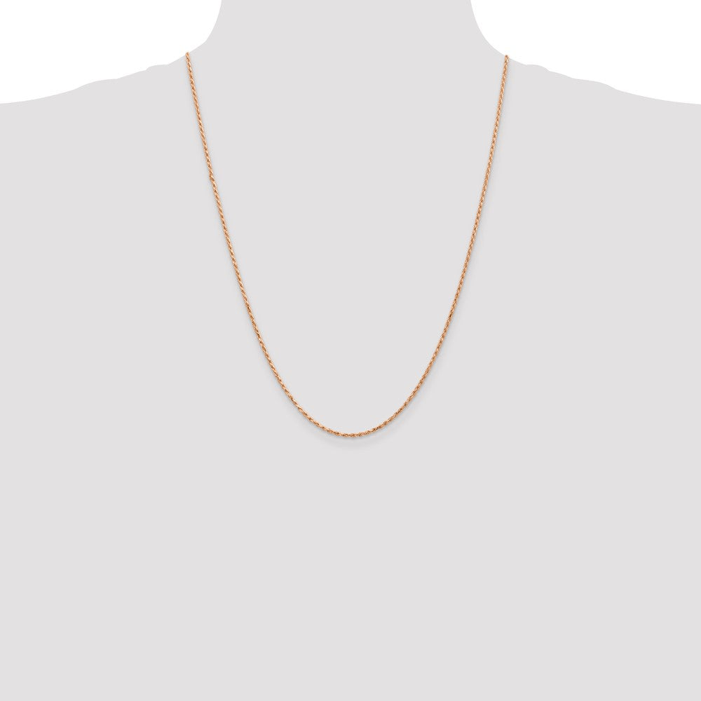 14K Rose Gold 24 inch 1.8mm Diamond-cut Man Made Rope with Lobster Clasp Chain