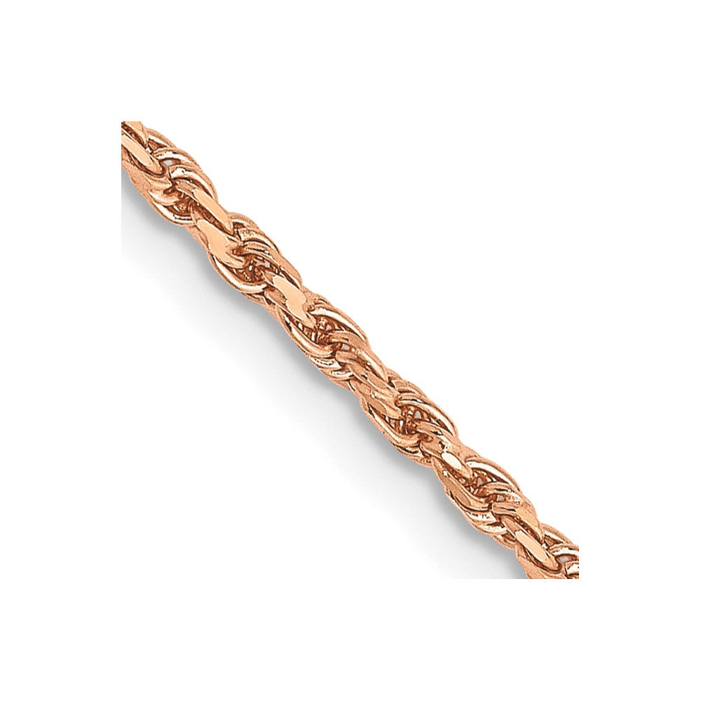 14K Rose Gold 30 inch 1.8mm Diamond-cut Man Made Rope with Lobster Clasp Chain