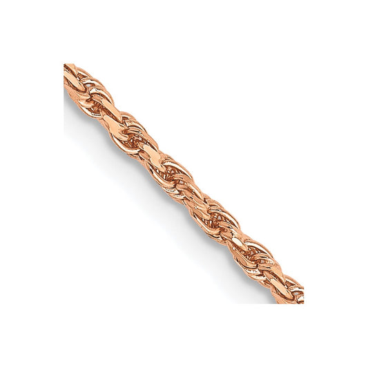 14K Rose Gold 18 inch 1.8mm Diamond-cut Man Made Rope with Lobster Clasp Chain