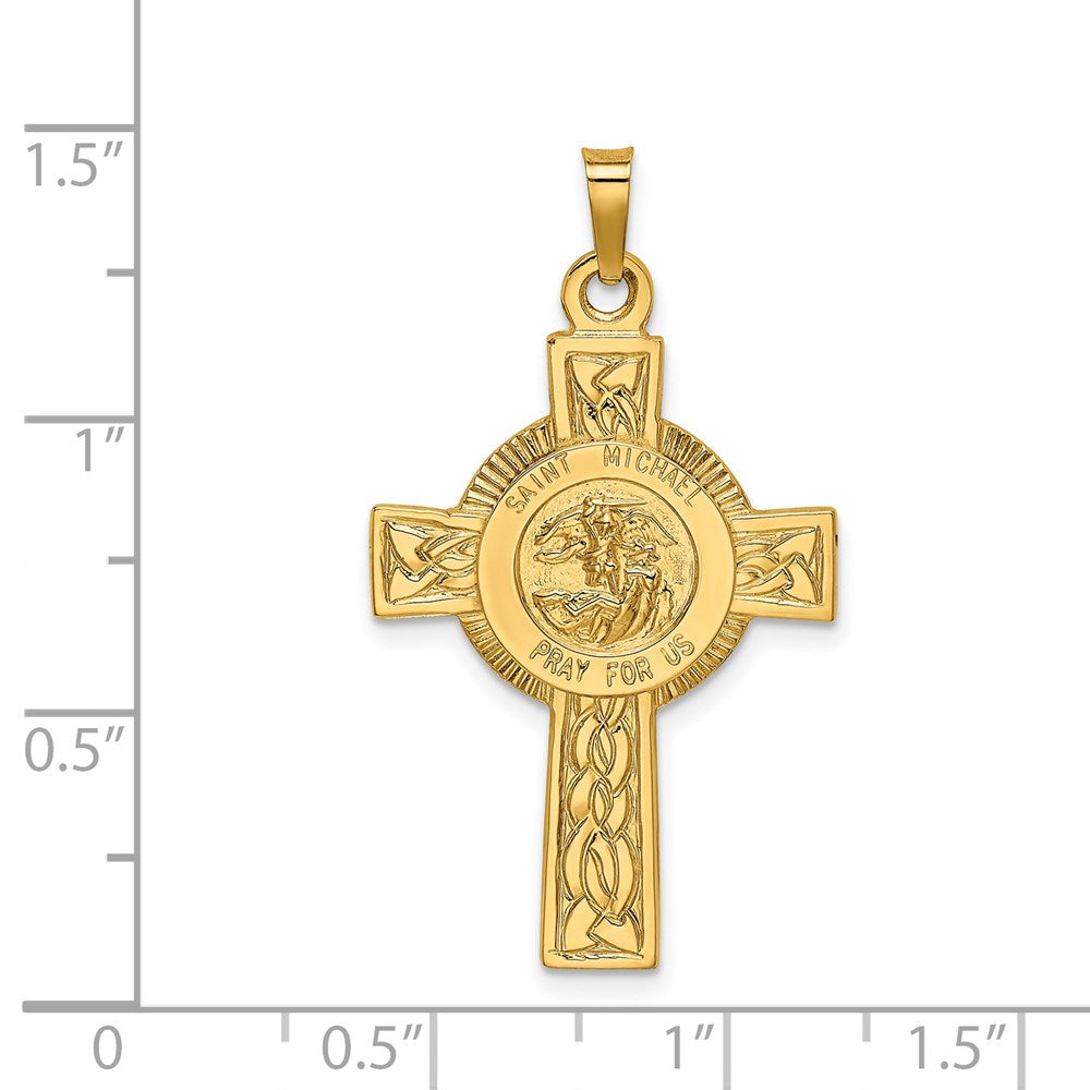 14k Cross w/St. Michael Medal Pendant