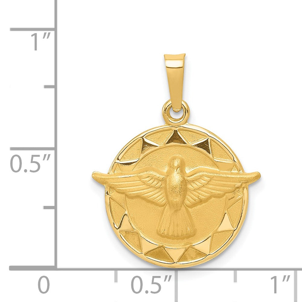 14k Holy Spirit Medal Hollow Round Pendant
