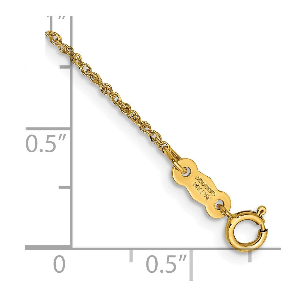 14K 10 inch 1.1mm Ropa with Spring Ring Clasp Anklet