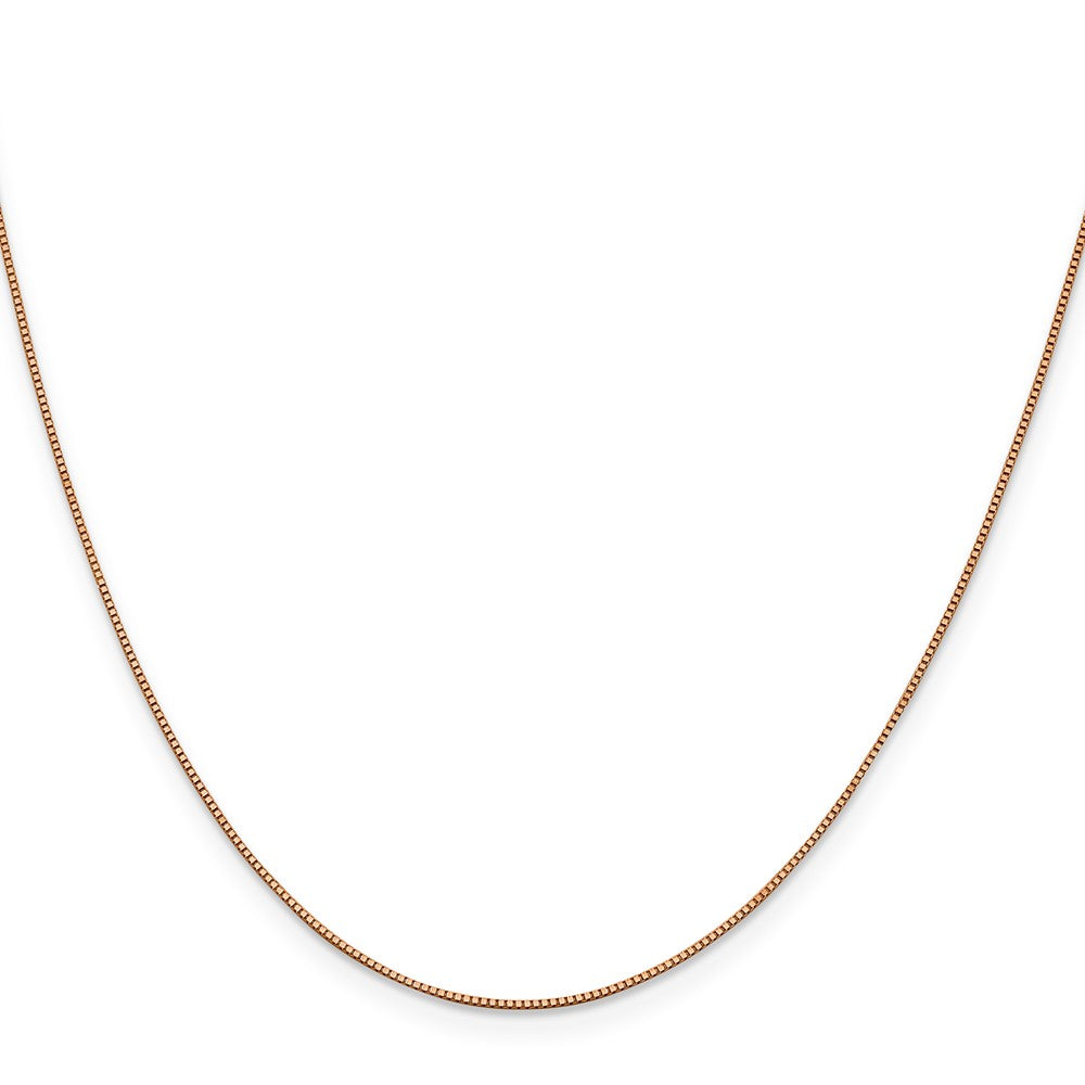 14K Rose Gold 22 inch .7mm Box Link with Lobster Clasp Chain