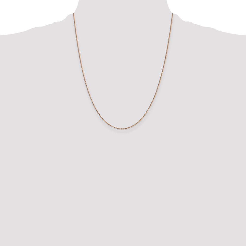 14K Rose Gold 22 inch .7mm Box Link with Lobster Clasp Chain